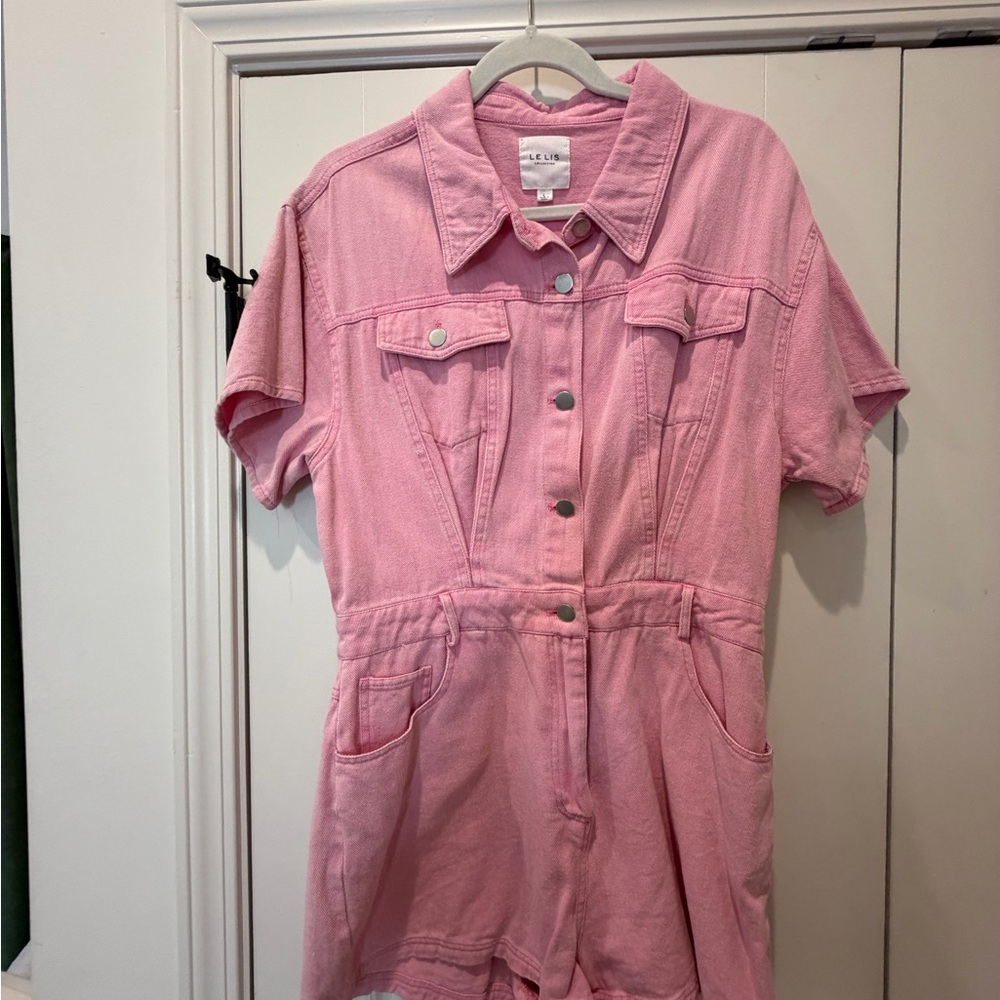 Pink Denim Romper - Size Large